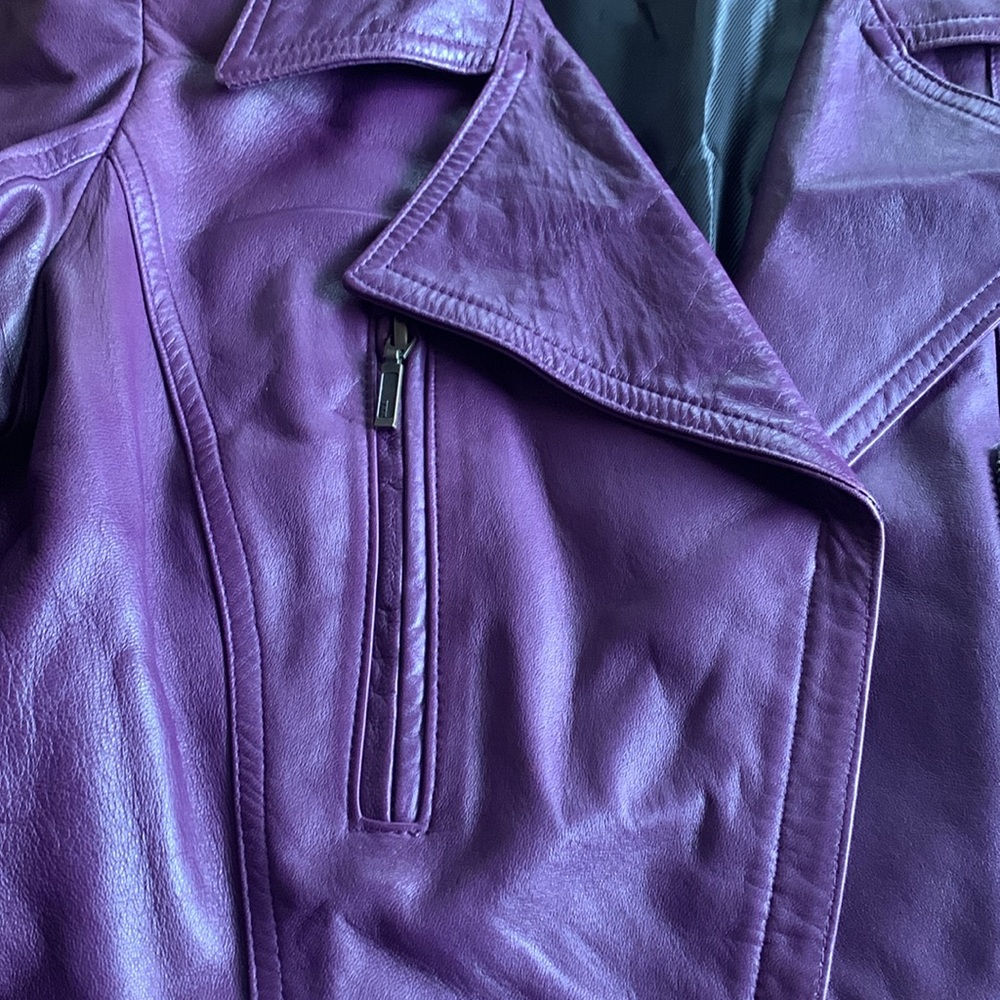 Purple leather jacket - Picture 2 of 7